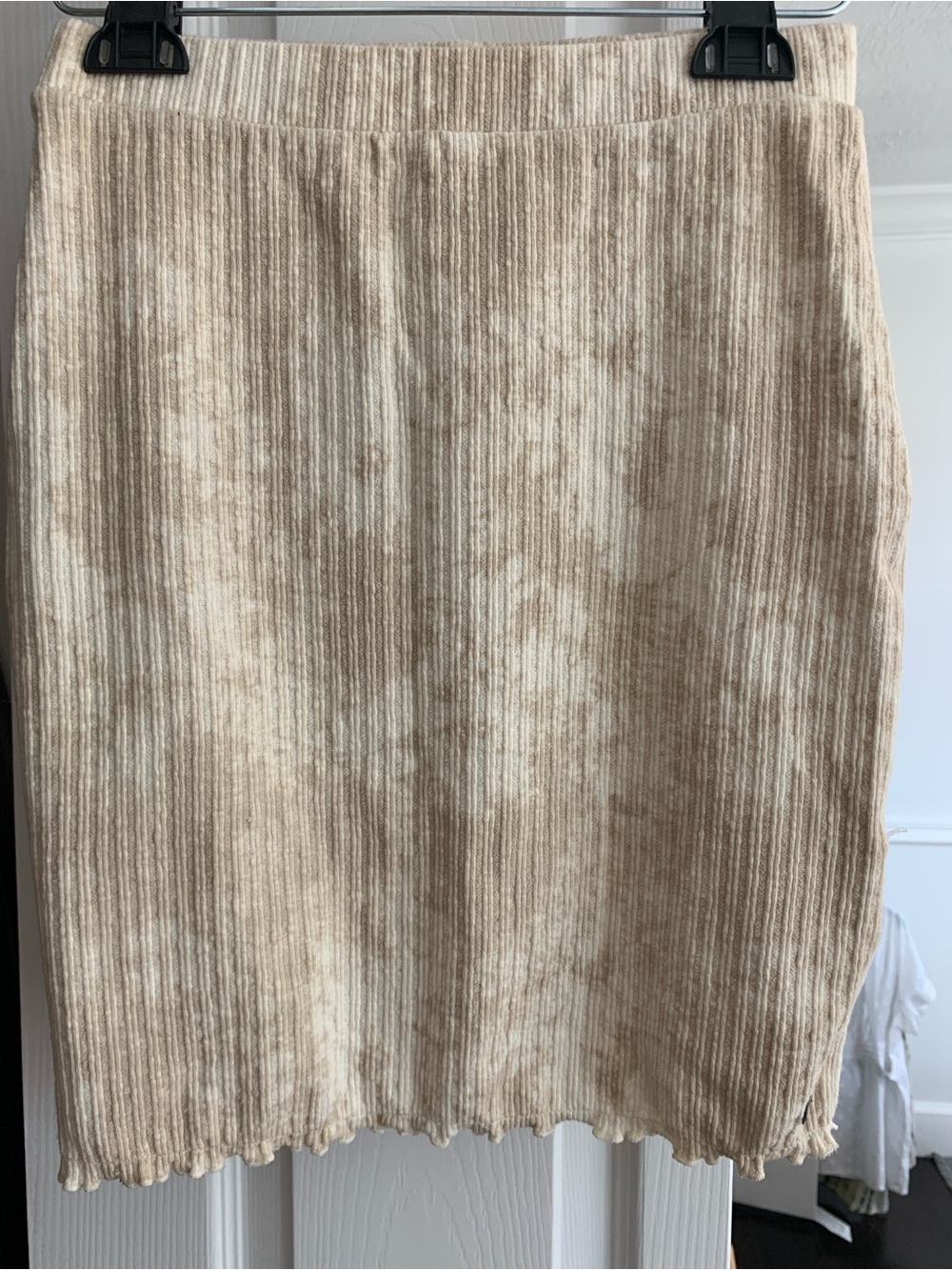 Roxy Neutral Tie-Dye Ribbed Knit Pencil Skirt - Beige & Cream